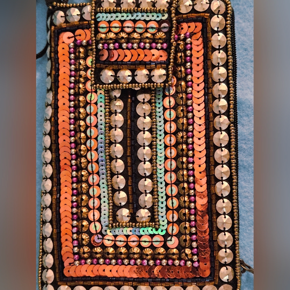 The Club Bag Multi Mirage Hand-Beaded Smartphone Crossbody Pouch/Wallet 4.5"x6.5
